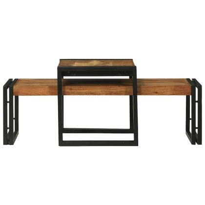 Масичка за кафе 2 pcs Кафяво Солидно акациево дърво