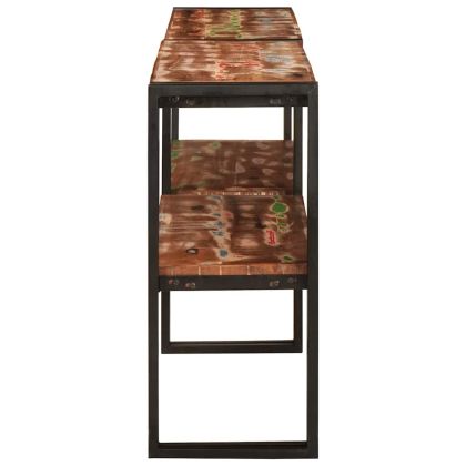 Конзолна маса с рафт Многоцветен регенерирано дърво масив