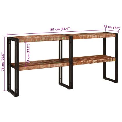 Конзолна маса с рафт Многоцветен регенерирано дърво масив