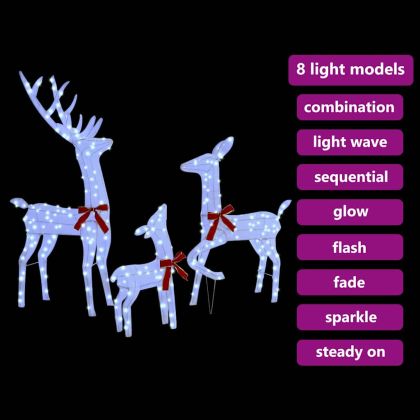 Семейство елени 3 pcs Студено бяло 68 x 26 x 127 см текстил