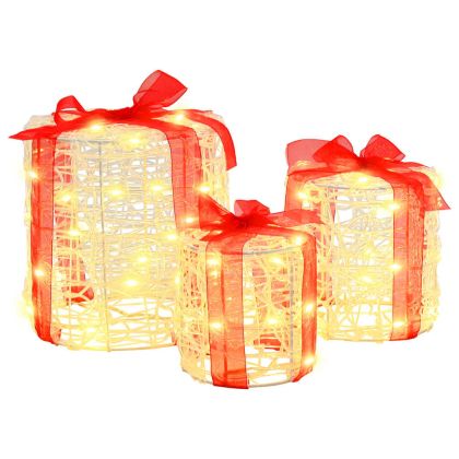 Декорация на подаръчна кутия 3 pcs Топло бяло 20 x 20 x 21 см