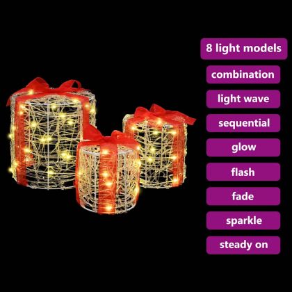 Декорация на подаръчна кутия 3 pcs Топло бяло 20 x 20 x 21 см