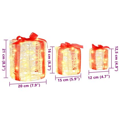 Декорация на подаръчна кутия 3 pcs Топло бяло 20 x 20 x 21 см