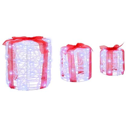 Декорация на подаръчна кутия 3 pcs Студено бяло 20 x 20 x 21 см