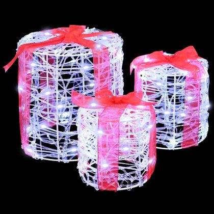 Декорация на подаръчна кутия 3 pcs Студено бяло 20 x 20 x 21 см