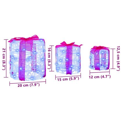 Декорация на подаръчна кутия 3 pcs Синьо 20 x 20 x 21 см Акрил