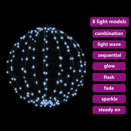 Топка с 384 LED светодиода 2 pcs Студено бяло 60 cm Метал