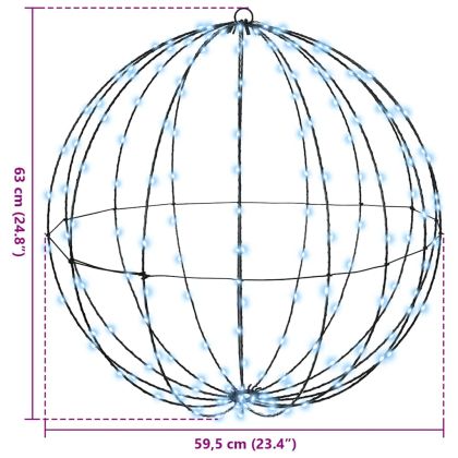 Топка с 384 LED светодиода 2 pcs Студено бяло 60 cm Метал