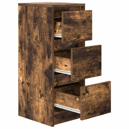 Сайдборд, опушен дъб, 29,5x34x76 см, инженерно дърво