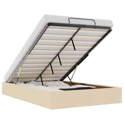 Османска рамка за легло без матрак, кремави, 120x190 см, плат