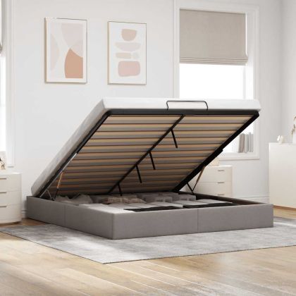 Османска рамка за легло без матрак, таупе, 200x200 см, плат