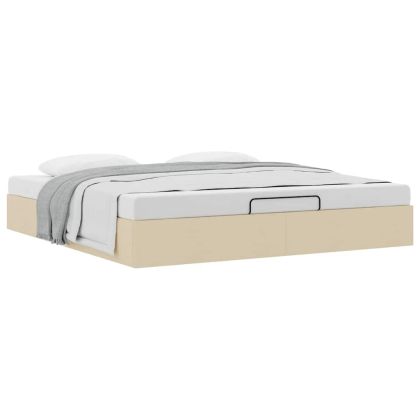 Османска рамка за легло без матрак, кремава, 200x200 см, плат