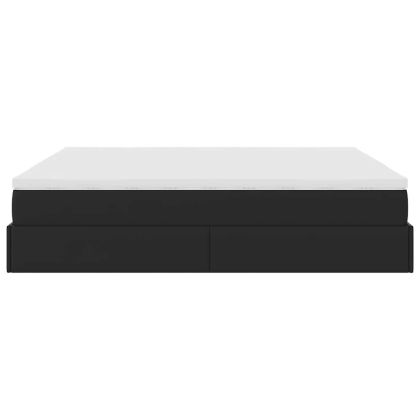 Османска легло с матрак, черно, 180x200 см, изкуствена кожа
