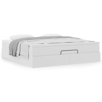 Османска легло с матрак, бяло, 180x200 см, изкуствена кожа