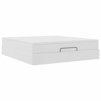 Османска легло с матрак, бяло, 180x200 см, изкуствена кожа