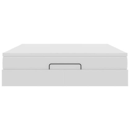Османска легло с матрак, бяло, 180x200 см, изкуствена кожа