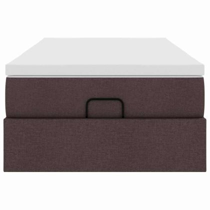 Османска легло с матрак, тъмнокафяво, 80x200 см, плат