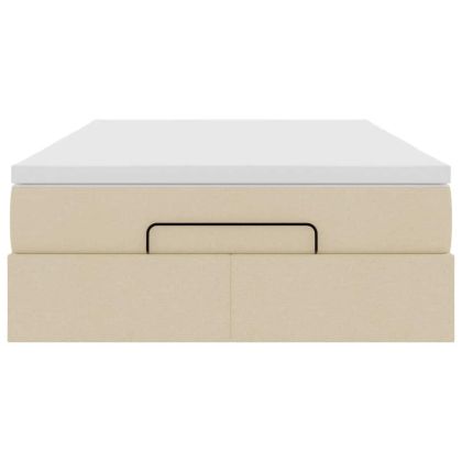 Османска легло с матрак, кремаво, 120x190 см, плат