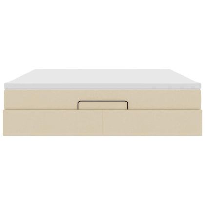Османска легло с матрак, кремаво, 180x200 см, плат