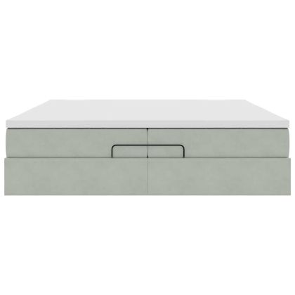 Османска легло с матраци, светлосиво, 200x200 см, кадифе