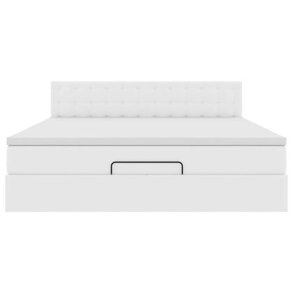 Османска легло с матрак, бяло, 180x200 см, изкуствена кожа