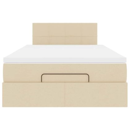 Османска легло с матрак, кремаво, 120x190 см, плат