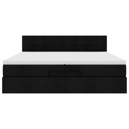 Османска легло с матрак, черно, 200x200 см, плат