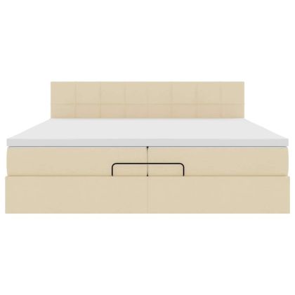 Османска легло с матрак, кремава, 200x200 см, плат