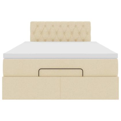 Османска легло с матрак, кремаво, 120x190 см, плат