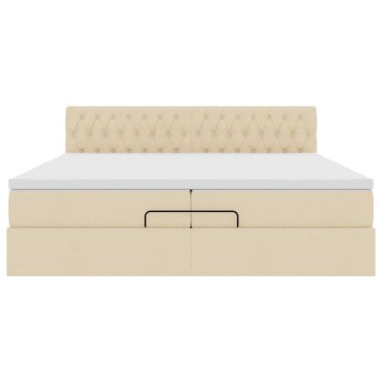 Османска легло с матрак, кремава, 200x200 см, плат