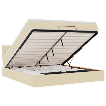 Османска легло с матрак, кремаво, 180x200 см, плат