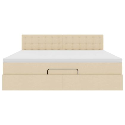 Османска легло с матрак, кремаво, 180x200 см, плат