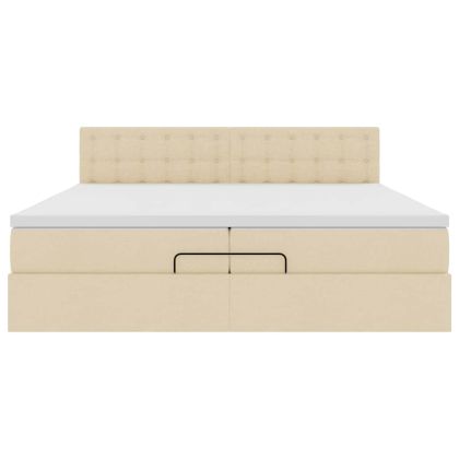 Османска легло с матрак, кремава, 200x200 см, плат