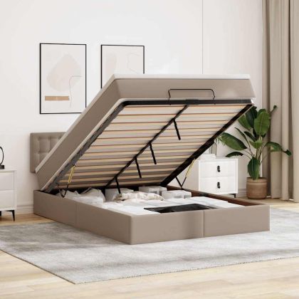 Османска легло с матраци&LED капучино 140x200см изкуствена кожа