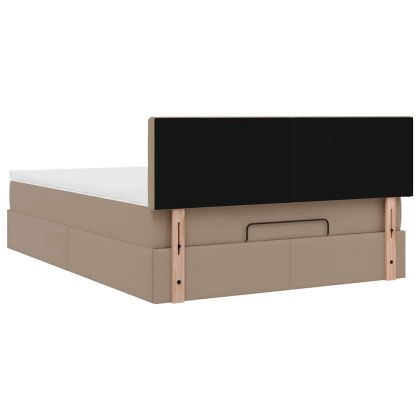 Османска легло с матраци&LED капучино 140x200см изкуствена кожа