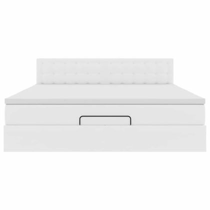 Османска легло с матраци&LED, бяло, 180x200 см, изкуствена кожа
