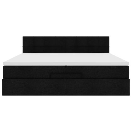 Османска легло с матрак и LED, черно, 200x200 см, плат