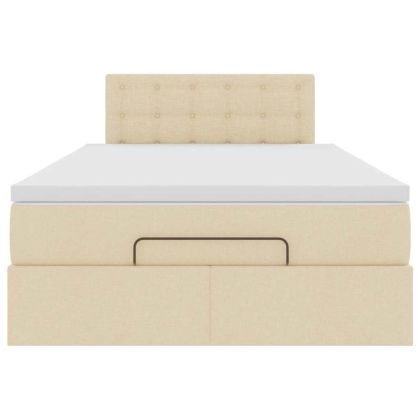 Османска легло с матрак и LED, кремаво, 120x190 см, плат