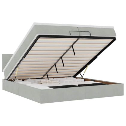 Османска легло с матраци и LED, светлосиво, 200x200 см, кадифе