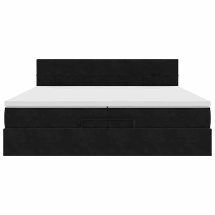 Османска легло с матраци и LED, черно, 200x200 см, кадифе