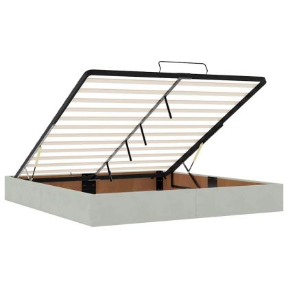 Османска легло с матраци и LED, светлосиво, 200x200 см, кадифе