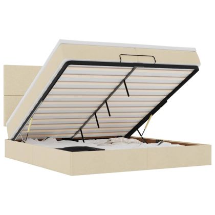 Османска легло с матраци, кремаво, 200x200 см, плат