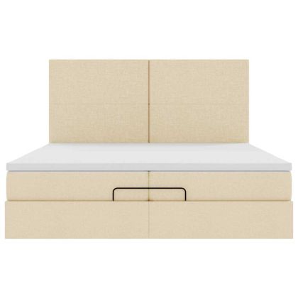 Османска легло с матраци, кремаво, 200x200 см, плат