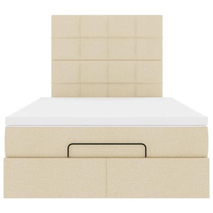 Османска легло с матрак, кремаво, 120x190 см, плат