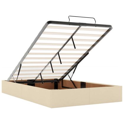 Османска легло с матрак, кремаво, 120x190 см, плат