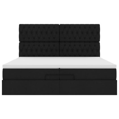 Османска легло с матраци, черно, 200x200 см, плат