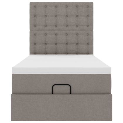 Османска легло с матрак, таупе, 80x200 см, плат