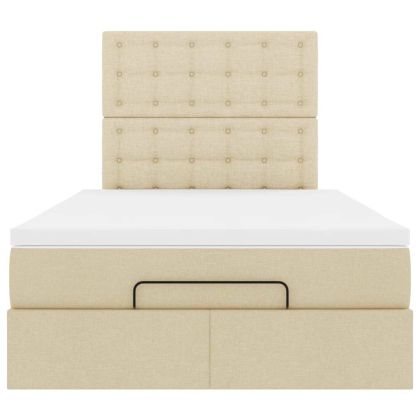 Османска легло с матрак, кремаво, 120x190 см, плат