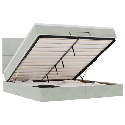 Османска легло с матраци, светлосиво, 200x200 см, кадифе