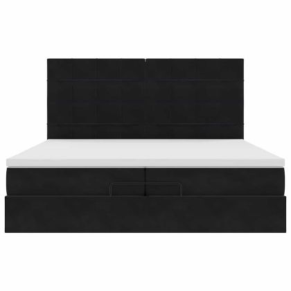 Османска легло с матраци, черно, 200x200 см, кадифе